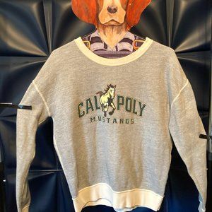 Vintage Cal Poly Mustages Crewneck Sweater Size S THROWBACK LOGO VG+